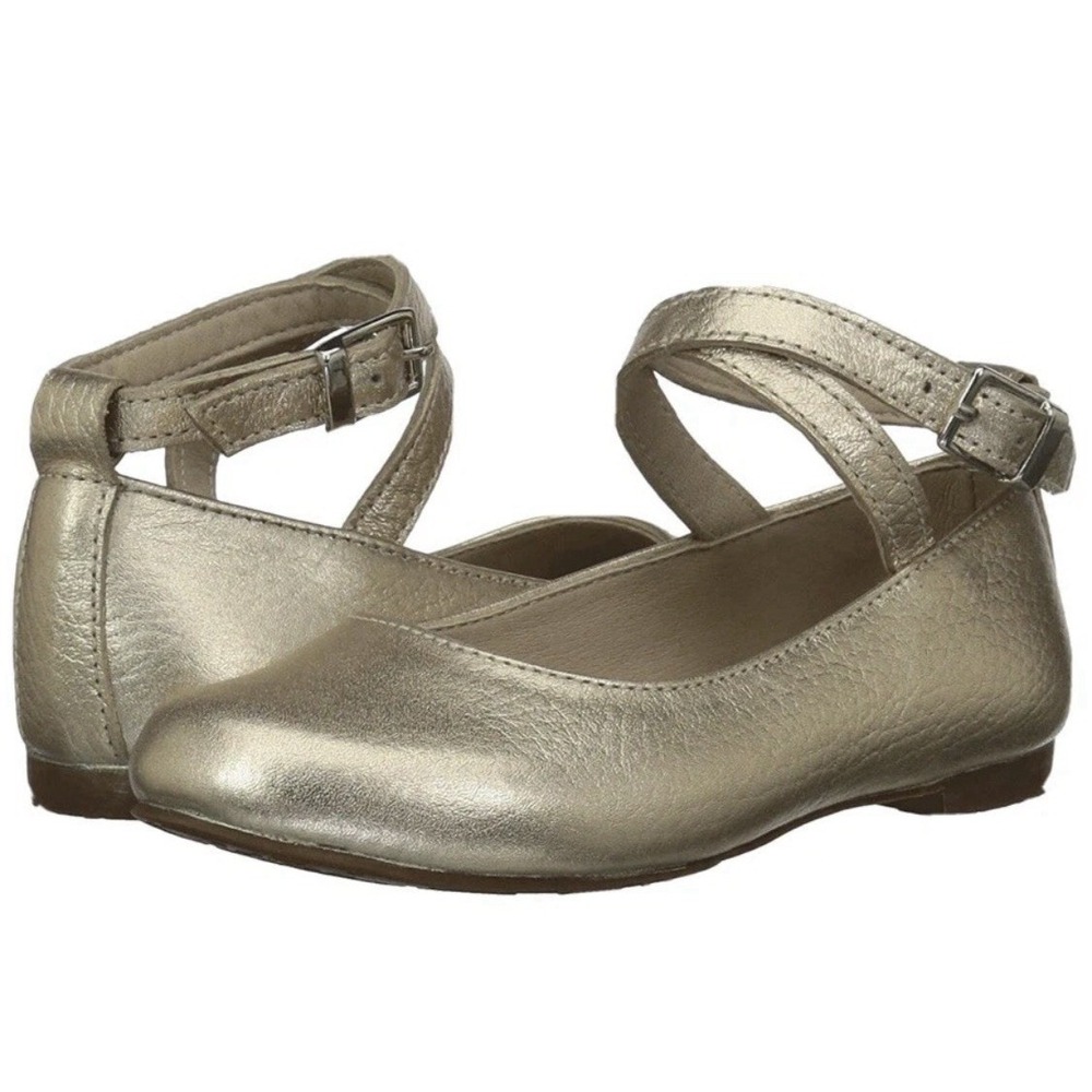 BRAND NEW- Elephantito‎ Gold French Ballet Flats Size 2 Tried On